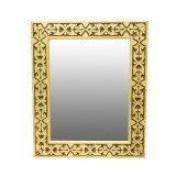 Зеркало резное в рамке "Сливочное" для бани и сауны