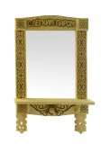 Зеркало резное с полочкой "Колдовское" для бани и сауны